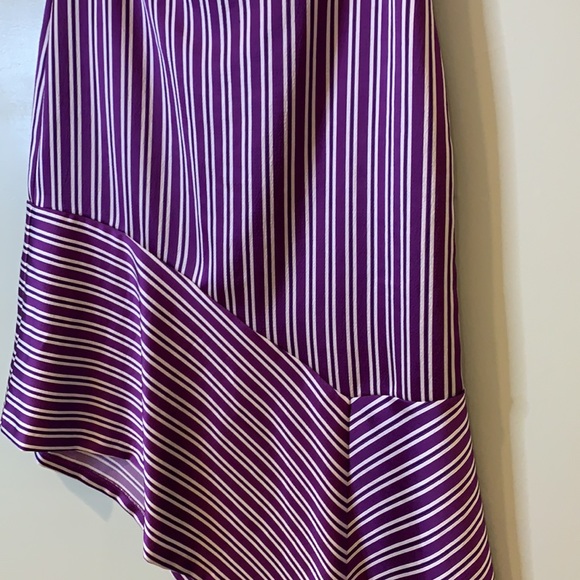 Banana Republic - Women MIDI Skirt Asymmetrical - Purple Striped Skirt - Satin - Picture 2 of 4
